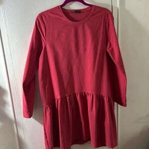 Zara size M coral / pink long sleeve dress - size M - NEVER WORN